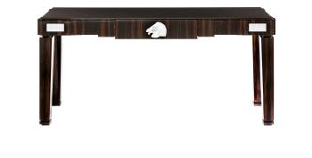 Longchamp console table in numbered edition, clear crystal and natural ebony - Lalique